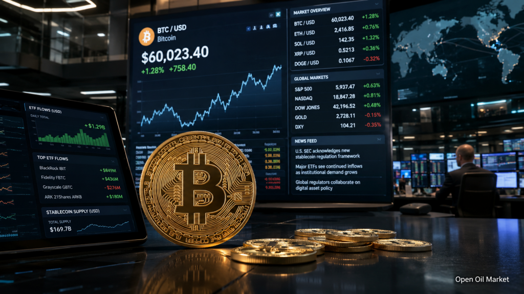 2026년 6월 29일의 암호화폐 시장: 비트코인, ETF, 스테이블코인 및 상위 10개 디지털 자산