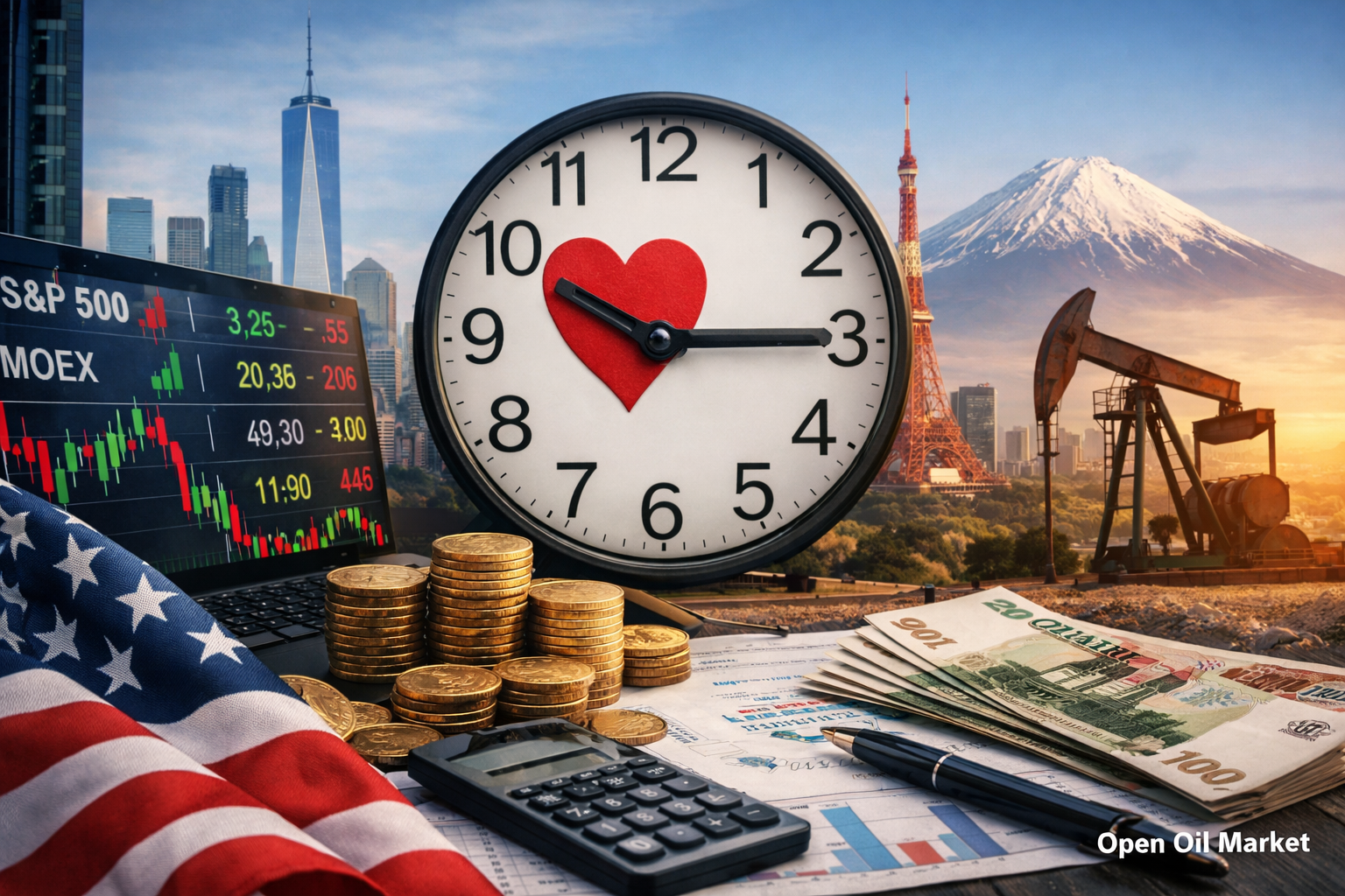 경제적 사건 및 기업 보고서 — 토요일, 2026년 2월 14일 글로벌 시장, S&P 500, Euro Stoxx 50, Nikkei 225, MOEX