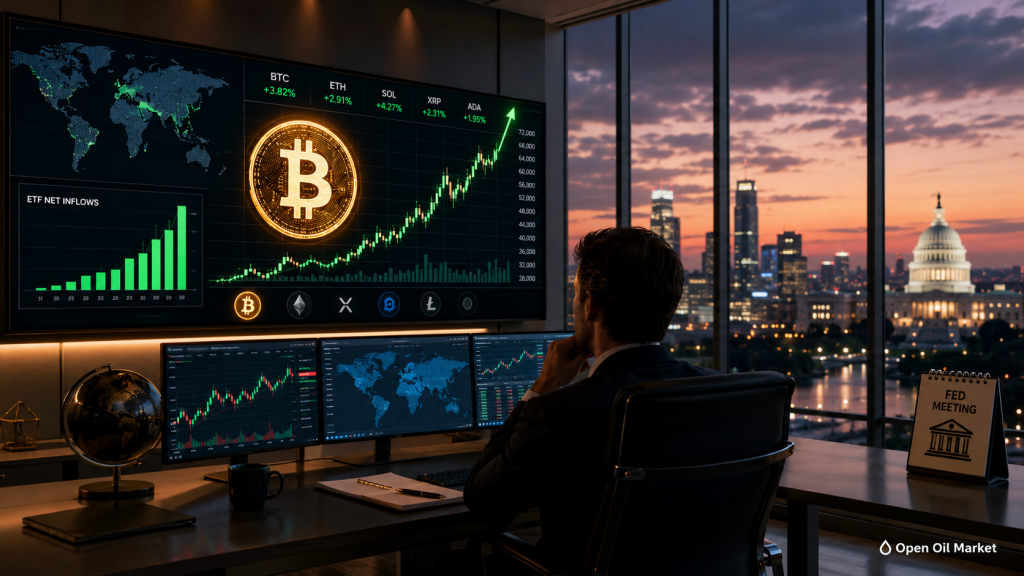 비트코인이 ETF 흐름과 FRB 회의 기대 속에서 상승, 글로벌 암호 화폐 시장 2026년 6월 16일