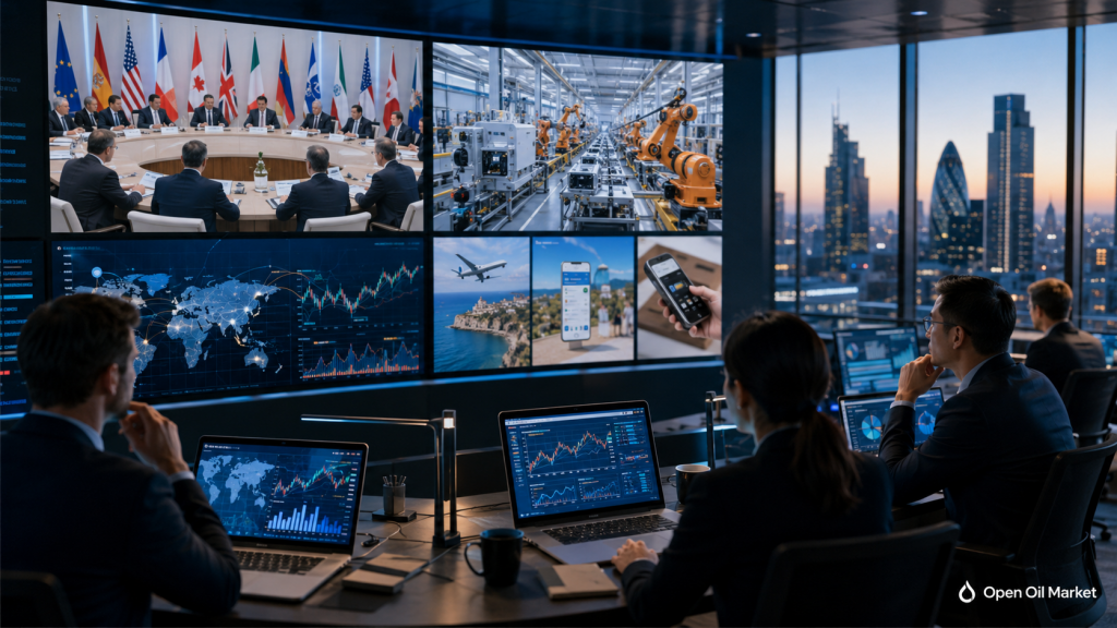 2026년 5월 18일 글로벌 시장, 분석가들이 G7 회의, 중국 산업생산 및 Baidu, Ryanair, Trip.com, XP Inc.의 기업 실적 발표 평가